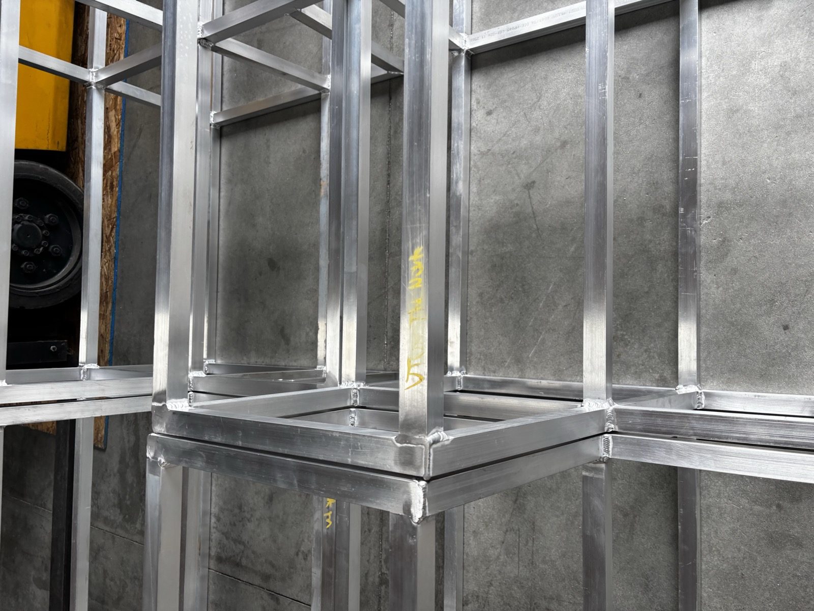 Fabricated metal frame assemblies in the Jones shop